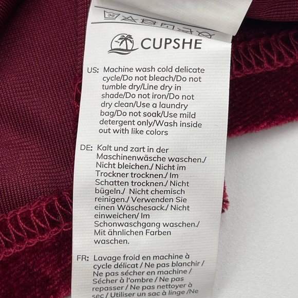 Cupshe Burgundy Velvet Dress Puff Sleeve Mini Dress Sz Small Holidays New NWT - Picture 11 of 13